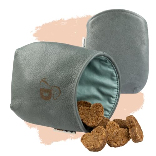 Pantolinos DOGOLINO® Leckerli-Beutel für Hunde aus Leder - Leckerlitasche - Futterbeutel für Hundetraining - Kleiderschutztasche - Snackbeutel zum Gassi gehen (Grau, Basic) von Pantolinos