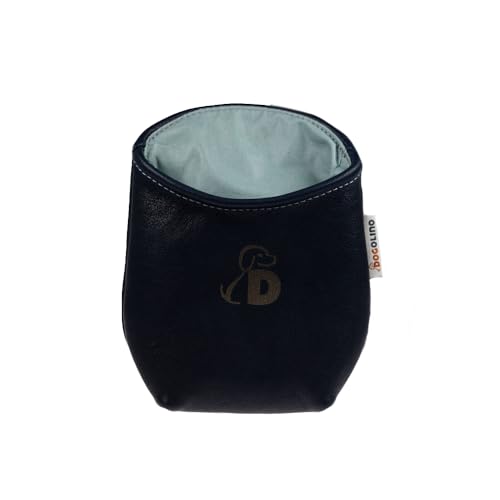 Pantolinos DOGOLINO® Leckerli-Beutel für Hunde aus Leder - Leckerlitasche - Leckerlibeutel mit Kotbeutelspender - Futterbeutel für Hundetraining - Kleiderschutztasche (Dunkelblau, Basic) von Pantolinos