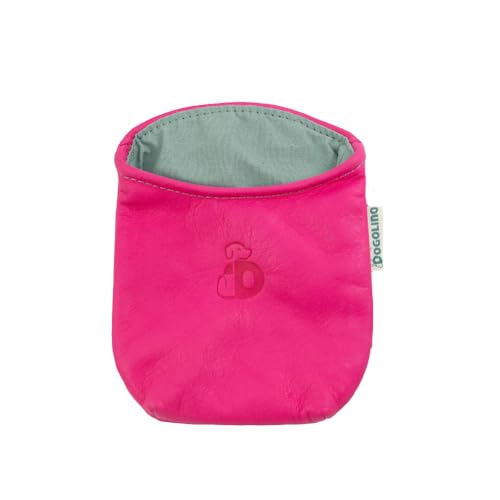 Pantolinos DOGOLINO® Leckerli-Beutel für Hunde aus Leder - Leckerlitasche - Leckerlibeutel mit Kotbeutelspender - Futterbeutel für Hundetraining - Kleiderschutztasche (Pink, Basic) von Pantolinos