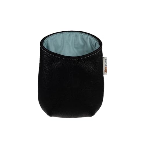 Pantolinos DOGOLINO® Leckerli-Beutel für Hunde aus Leder - Leckerlitasche - Leckerlibeutel mit Kotbeutelspender - Futterbeutel für Hundetraining - Kleiderschutztasche (Schwarz, Basic) von Pantolinos