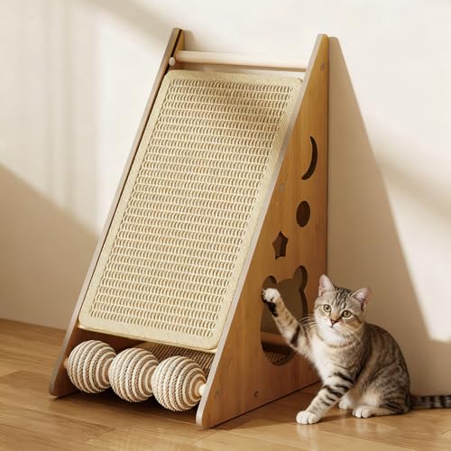 Katzenkratzer mit Nest - Nicht Fusselnder Vertikaler Katzenkratzbaum, Katzenbrett Kratzbaum mit 3 Sisalkugeln für Indoor-Katzen, Zuverlässige Wandmontage Katzenkratzer mit Nest - Nicht Fusselnder Vertikaler Katzenkratzbaum, Katzenbrett Kratzbaum mit 3 Sisalkugeln für Indoor-Katzen, Zuverlässige Wandmontage von Panup
