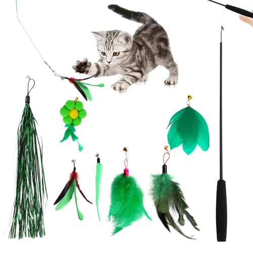 Paodduk Federspielzeug-Nachfüllungen für Hauskatzen, Katzen-Stäbchen - 8 Stück Katzenspielzeug für den Innenbereich - Katzendrahtspielzeug, interaktiver Catcher-Teaser, harmlos, grün für Hauskatzen Paodduk Federspielzeug-Nachfüllungen für Hauskatzen, Katzen-Stäbchen - 8 Stück Katzenspielzeug für den Innenbereich - Katzendrahtspielzeug, interaktiver Catcher-Teaser, harmlos, grün für Hauskatzen von Paodduk