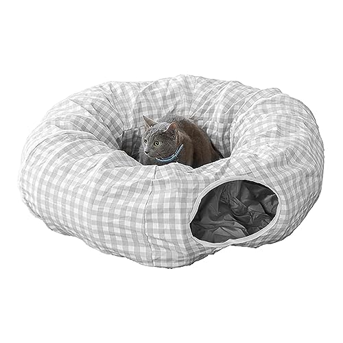 Paodduk Katzennest-Betttunnel,Katzen-Donut-Tunnel, Zusammenklappbares Katzen-Spielhöhlenbett mit 2 Eingängen, Waschbares Katzenbett-Donut-Spielzeug für Schlafzimmer, Tierhandlung, Wohnzimmer, Garage von Paodduk