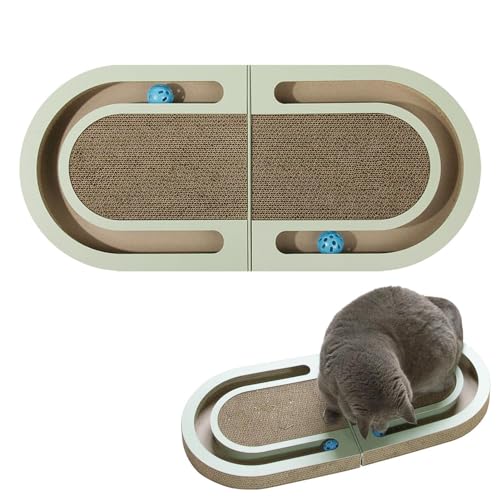 Paodduk Zusammenklappbarer Katzenkratzer, Katzenkratzpad aus Pappe, Kätzchenkratzer, Faltbares Katzenkratzbrett, Katzenbett aus Wellpappe mit Jagdglocken, interaktives Spielzeug-Haustierzubehör für Paodduk Zusammenklappbarer Katzenkratzer, Katzenkratzpad aus Pappe, Kätzchenkratzer, Faltbares Katzenkratzbrett, Katzenbett aus Wellpappe mit Jagdglocken, interaktives Spielzeug-Haustierzubehör für von Paodduk