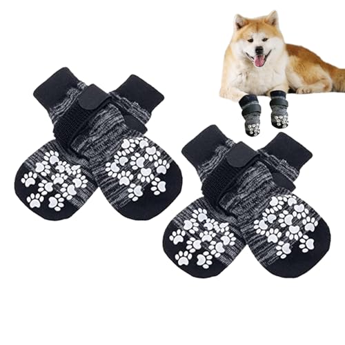 Socken für Hunde | rutschfeste Hundestiefel mit Samtfutter | Outdoor-Haustiersocken, Gummisohle, Baumwolle, Winterwärme, maschinenwaschbar, für Welpen, kleine, mittelgroße und große Hunde Paodduk von Paodduk