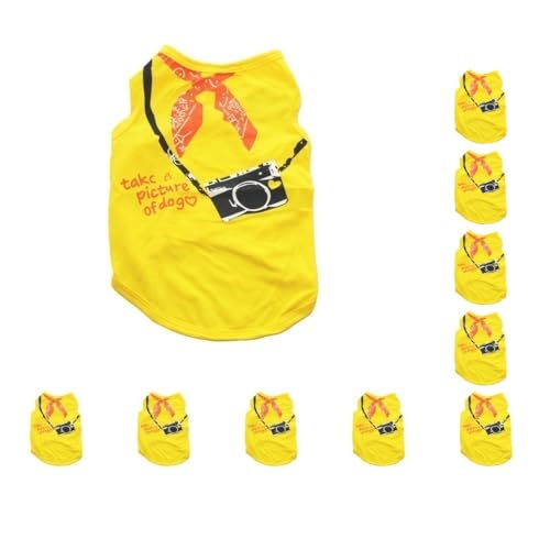 10er-Set Welpenkleidung, Baumwolle, keine Schnallen, atmungsaktiv, niedlich, exquisit, Welpen, Sweatshirt, Pullover, Hunde-T-Shirts, Hellgelb, Größe M 10er-Set Welpenkleidung, Baumwolle, keine Schnallen, atmungsaktiv, niedlich, exquisit, Welpen, Sweatshirt, Pullover, Hunde-T-Shirts, Hellgelb, Größe M von Paowsietiviity