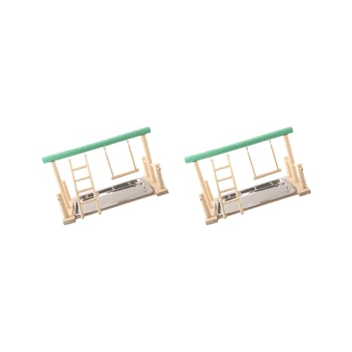 2 Set Papageien Vogel Spielplatz Holz Sitzstange Gym Ständer mit Edelstahl-Tablett B von Paowsietiviity