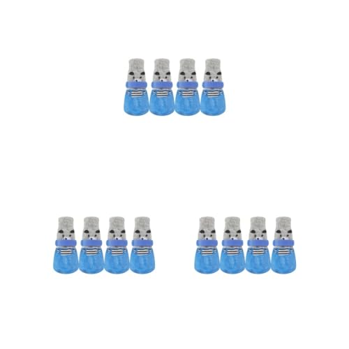 3 Set 4 Stück Haustierschuhe Niedliche Regen Schnee Stiefel Socken Set Gute Elastizität mit Gummisohle Pfotenabdeckung Strumpf Winter Outdoor Blau L von Paowsietiviity