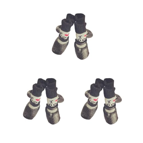 3 Set 4 Stück Haustierschuhe Regen Schnee Stiefel Socken Set mit Gummisohle Pfotenabdeckung verdickter Strumpf für kleine Hunde Outdoor Love Schwarz M 3 Set 4 Stück Haustierschuhe Regen Schnee Stiefel Socken Set mit Gummisohle Pfotenabdeckung verdickter Strumpf für kleine Hunde Outdoor Love Schwarz M von Paowsietiviity