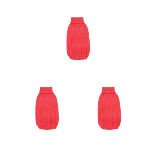3er-Set Welpen-Shirts ohne Schnallen, Haustierpullover, Welpenbekleidung, Welpenweste, mehrfarbig, geschmeidiger Hundepullover, Rot, Größe XL von Paowsietiviity
