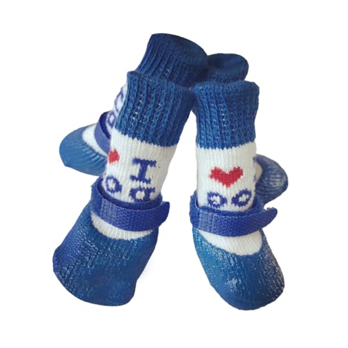 4 Stück Haustierschuhe Regen Schnee Stiefel Wasserdichte Socken Set Gute Elastizität mit Gummisohle Pfotenabdeckung Strumpf Love Blue S 4 Stück Haustierschuhe Regen Schnee Stiefel Wasserdichte Socken Set Gute Elastizität mit Gummisohle Pfotenabdeckung Strumpf Love Blue S von Paowsietiviity