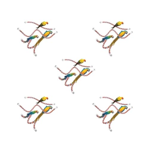 5 Set Papagei Spielzeug Seil Hängende Geflochtene Nymphensittiche Training Vogelkäfig Beißschaukel Leiter Schnur für kleine und mittelgroße Vögel 105cm von Paowsietiviity