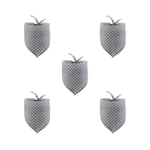5er-Set Haustier-Schals, tragbar, 4-Jahreszeiten, Baumwolle, entzückend, waschbar, mehrfarbig, dreieckig, Handtuch, Zubehör für 25–45 cm Halsumfang, Grau von Paowsietiviity