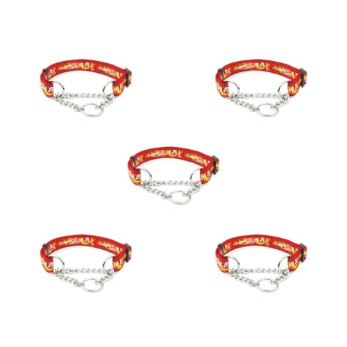 5er-Set Haustierhalsband, wiederverwendbar, waschbar, strapazierfähig, verstellbar, für den Außenbereich, zum Spazierengehen, Abschleppen, Halsband, Zubehör, Stil 1, Rot von Paowsietiviity