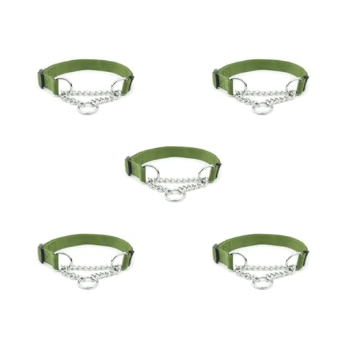 5er-Set Metall-Hundehalsband, wiederverwendbar, waschbar, strapazierfähig, verstellbar, zum Abschleppen, Halsband, Nylon, Grün von Paowsietiviity