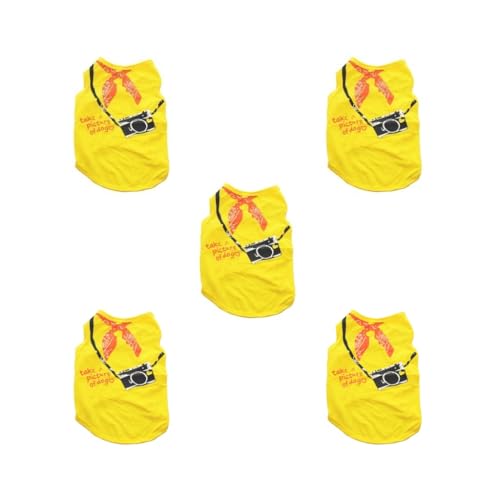 5er-Set Welpenkleidung, Baumwolle, gestreift, einfacher Stil, Sommer, kleine Welpen, Sweatshirt, Pullover, dünne Hunde-T-Shirts, Hellgelb, Größe XS 5er-Set Welpenkleidung, Baumwolle, gestreift, einfacher Stil, Sommer, kleine Welpen, Sweatshirt, Pullover, dünne Hunde-T-Shirts, Hellgelb, Größe XS von Paowsietiviity