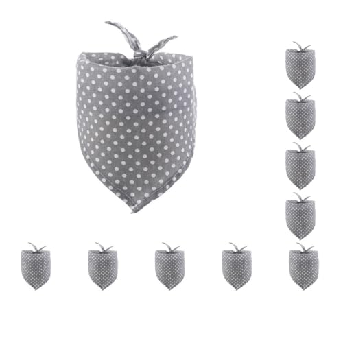Haustier-Schal, tragbar, für 4 Jahreszeiten, Baumwolle, entzückend, waschbar, mehrfarbig, dreieckig, Handtuch, Zubehör für 25–45 cm Halsumfang, Grau, 10 Stück Haustier-Schal, tragbar, für 4 Jahreszeiten, Baumwolle, entzückend, waschbar, mehrfarbig, dreieckig, Handtuch, Zubehör für 25–45 cm Halsumfang, Grau, 10 Stück von Paowsietiviity