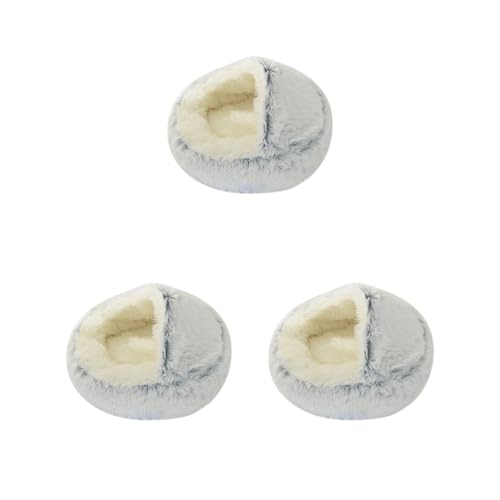 Paowsietiviity Hunde- und Katzenhüttenbett, rund, warm, Plüsch, bequem, Schlafen, Grau, 40 cm, 3er-Set Paowsietiviity Hunde- und Katzenhüttenbett, rund, warm, Plüsch, bequem, Schlafen, Grau, 40 cm, 3er-Set von Paowsietiviity