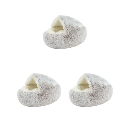 Paowsietiviity Hunde- und Katzenhüttenbett, rund, warm, Plüsch, bequem, zum Schlafen, Kaffee, 40 cm, 3er-Set Paowsietiviity Hunde- und Katzenhüttenbett, rund, warm, Plüsch, bequem, zum Schlafen, Kaffee, 40 cm, 3er-Set von Paowsietiviity
