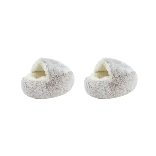 Paowsietiviity Hunde- und Katzenhüttenbett, rund, warm, Plüsch, bequem, zum Schlafen, Kaffee, 50 cm, 2 Stück Paowsietiviity Hunde- und Katzenhüttenbett, rund, warm, Plüsch, bequem, zum Schlafen, Kaffee, 50 cm, 2 Stück von Paowsietiviity