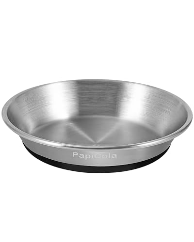 Katzennäpfe aus Edelstahl, rutschfeste Silikonunterseite, größere Metall-Katzenfutternäpfe, Schnurrhaar-freundlich mit breitem und flachem Design, 16,3 cm breit, 0,7 mm dicker Stahl, idealer von PapiCola