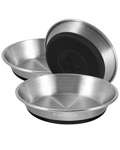 Katzennäpfe aus Edelstahl, rutschfeste Silikonunterseite, größere Metall-Katzenfutternäpfe, Schnurrhaar-freundlich mit breitem und flachem Design, 16,3 cm breit, 0,7 mm dicker Stahl, idealer Katzennäpfe aus Edelstahl, rutschfeste Silikonunterseite, größere Metall-Katzenfutternäpfe, Schnurrhaar-freundlich mit breitem und flachem Design, 16,3 cm breit, 0,7 mm dicker Stahl, idealer von PapiCola
