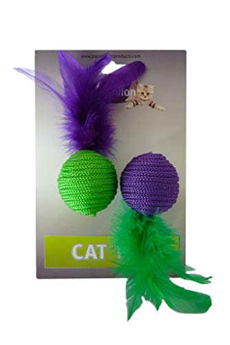 Papilon Spielzeug mit Federn für Katzen 2 Bälle 4 cm mit Feder (24/72) von Papillon