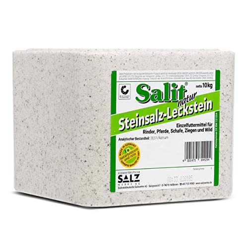 Paradies Pool GmbH Salit Steinsalz Leckstein Natur 10kg für Rinder, Schafe, Ziegen, Pferde und Wild, Tierernährung, Landwirte oder Tierhalter, Salzleckstein, 10 kg von Paradies Pool GmbH