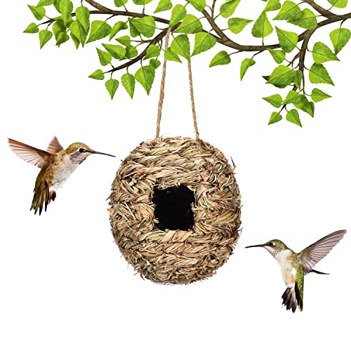 Vogelnest, Kolibri-Haus zum Aufhängen im Freien, Überdachungsbeutel, Vögel, Gras zum Aufhängen, Zaunkönig, Finken, Singvögel, Nistkästen, handgewebte Nistkästen, für Gartendekoration, 11 x 13 cm Vogelnest, Kolibri-Haus zum Aufhängen im Freien, Überdachungsbeutel, Vögel, Gras zum Aufhängen, Zaunkönig, Finken, Singvögel, Nistkästen, handgewebte Nistkästen, für Gartendekoration, 11 x 13 cm von Parfaour
