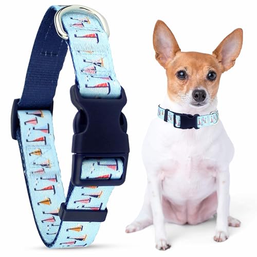 Parisian Pet Adjustable Nylon Dog Collar | Sail Boats - Cute Dog Collar | Size - M von Parisian Pet