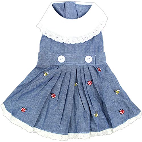 Parisian Pet Dog Dress Prairie Summer Clothes Outfit for Girl Puppy, Dogs and Cats, L von Parisian Pet