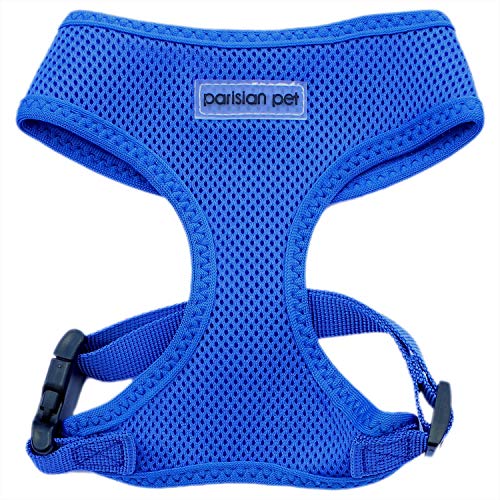 Parisian Pet Dog Harness - Adjustable, No Pull, Soft Padded Mesh Pet Harness for Cats and Dogs - Bright Blue, Size XL von Parisian Pet