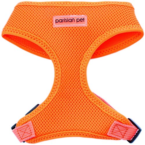 Parisian Pet Dog Harness - Adjustable, No Pull, Soft Padded Mesh Pet Harness for Cats and Dogs - Bright Orange, Size L von Parisian Pet