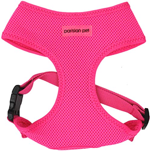 Parisian Pet Dog Harness - Adjustable, No Pull, Soft Padded Mesh Pet Harness for Cats and Dogs - Bright Pink, Size S von Parisian Pet