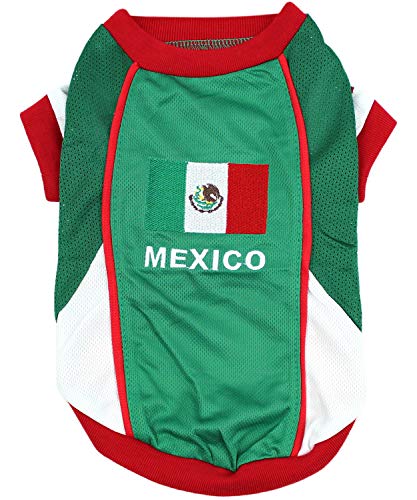 Parisian Pet Dog Team Mexico Jersey Soccer Olympic Small to Medium Dogs and Cats, L von Parisian Pet