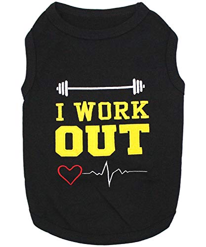 Parisian Pet Funny Cute Dog Cat Pet Shirts Caution Can't Control My Licker, I Work Out, Little Monster, WTF, BFF, Bling $, Got Treats, Babe Magnet, Little Miss Attitude (I Work Out, L) von Parisian Pet