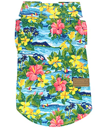 Parisian Pet Hawaiian Tropical Shirt for Dogs – Hibiscus Print Summer Dog Shirt with Velcro, Size L - Perfect Beach Outfit for Pets von Parisian Pet