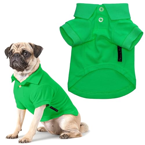 Parisian Pet Hunde-Polo-Shirt, atmungsaktives Baumwollhemd, einfarbig, grün, Sommerpullover mit Knopfleiste, Größe 5XL von Parisian Pet