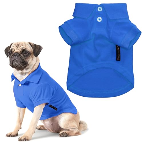 Parisian Pet Hunde-Poloshirt – atmungsaktives Baumwollhemd – einfarbig blau, Sommerpullover – Poloshirt mit Knopfleiste für große Hunde, Größe 5XL von Parisian Pet