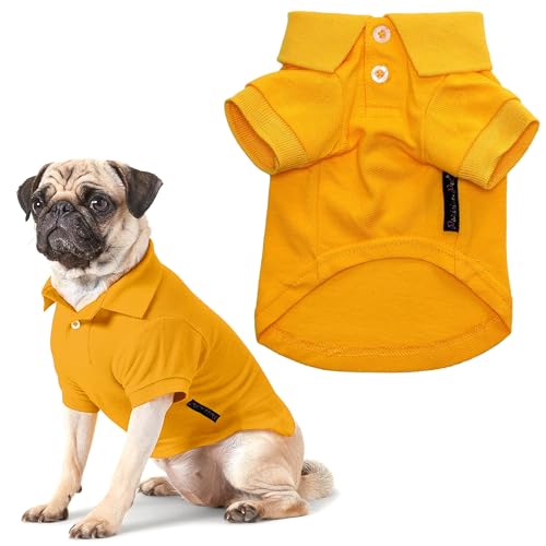 Parisian Pet Hunde-Poloshirt – atmungsaktives Baumwollhemd – einfarbiges Gelb, Sommerpullover – Poloshirt mit Knopfleiste für große Hunde, Größe 5XL von Parisian Pet