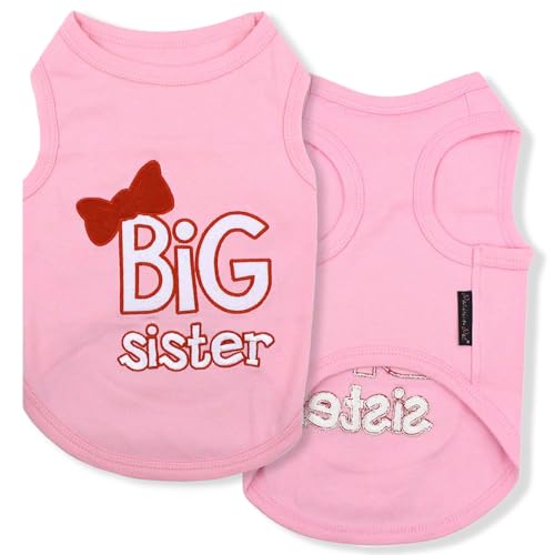 Parisian Pet Hunde-T-Shirt mit gestickter Aufschrift "Big Sister", atmungsaktiv, große Schwester, ärmellose Haustierweste, maschinenwaschbar, rosa Kleidung für mittelgroße Hunde, Größe M Parisian Pet Hunde-T-Shirt mit gestickter Aufschrift "Big Sister", atmungsaktiv, große Schwester, ärmellose Haustierweste, maschinenwaschbar, rosa Kleidung für mittelgroße Hunde, Größe M von Parisian Pet