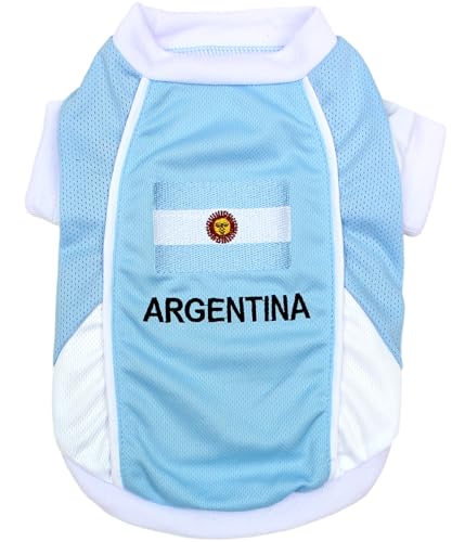 Parisian Pet Hundetrikot – besticktes "Argentinien" atmungsaktives Netzstoff-Sportkostüm – Fußball, olympische Sportbekleidung – leichte Hunde-Trikots – Größe XS Parisian Pet Hundetrikot – besticktes "Argentinien" atmungsaktives Netzstoff-Sportkostüm – Fußball, olympische Sportbekleidung – leichte Hunde-Trikots – Größe XS von Parisian Pet