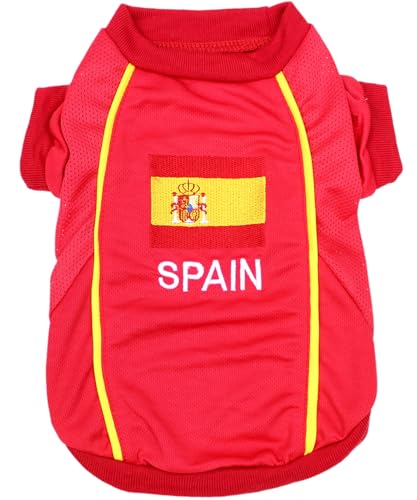 Parisian Pet Hundetrikot – besticktes "Spanien", atmungsaktives Netzgewebe, Hundesportkostüm – Fußball und olympische Sportbekleidung – leichte Hunde-Trikots für große Hunde – Größe 3XL Parisian Pet Hundetrikot – besticktes "Spanien", atmungsaktives Netzgewebe, Hundesportkostüm – Fußball und olympische Sportbekleidung – leichte Hunde-Trikots für große Hunde – Größe 3XL von Parisian Pet
