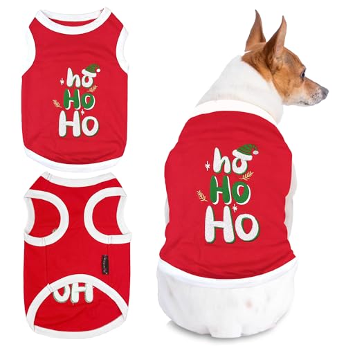 Parisian Pet Rotes Hunde-T-Shirt – besticktes "Ho Ho" Hundehemd – leichtes Hundehemd aus 100 % Baumwolle – ärmellose Hundekleidung – maschinenwaschbare Hundeweste – Hundehemden für kleine Hunde Parisian Pet Rotes Hunde-T-Shirt – besticktes "Ho Ho" Hundehemd – leichtes Hundehemd aus 100 % Baumwolle – ärmellose Hundekleidung – maschinenwaschbare Hundeweste – Hundehemden für kleine Hunde von Parisian Pet