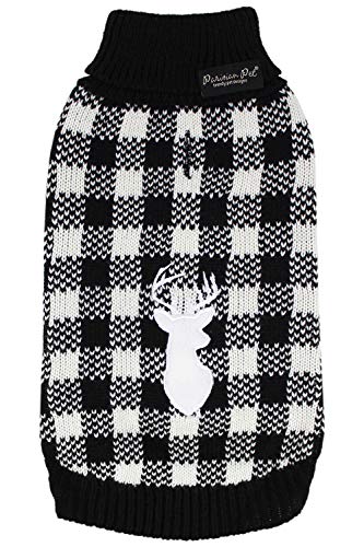 Parisian Pet - Turtleneck Sweater for Dogs - Black and White Checkered Plaid Knit Pullover - Size XL von Parisian Pet