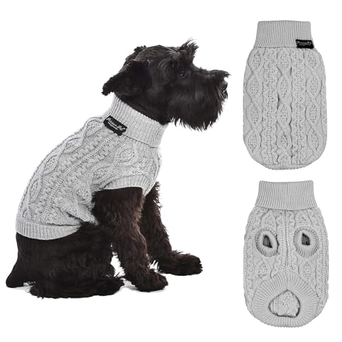Parisian Pet - Turtleneck Sweater for Dogs - Gray Cable Knit Pullover – Warm Puppy Clothes - Size S Parisian Pet - Turtleneck Sweater for Dogs - Gray Cable Knit Pullover – Warm Puppy Clothes - Size S von Parisian Pet