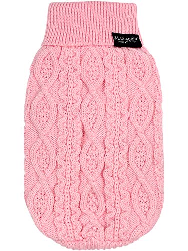 Parisian Pet - Turtleneck Sweater for Dogs - Pink Cable Knit Pullover – Warm Puppy Clothes - Size 2XL von Parisian Pet