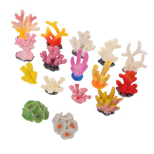 Parliky 16 Stück Teiliges Aquarium Deko Miniatur Korallen aus Resin Farbenfrohe Künstliche Pflanzen für Kleine Fischbecken und Aquarienlandschaften Vielseitige Unterwasser-Dekoration von Parliky