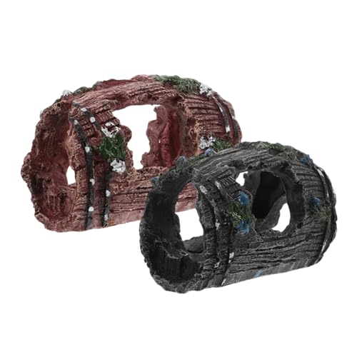 Parliky 2 Stück Aquarium Deko Resin Höhlen Versteck Fisch Aquarium Barrel Ornament für Garnelen Betta Fische Stressfreies Verstecken Sichere Landschaftsdekoration von Parliky