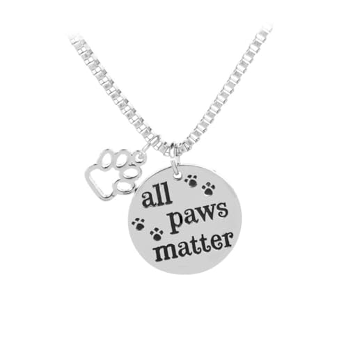 Parliky 2 Stück Haustier Halskette mit All Paws Matter Buchstaben Anhänger und Pfotenmotiv Modische Hundekette für Kleine Hunde als Fotoaccessoire und Party Schmuck von Parliky
